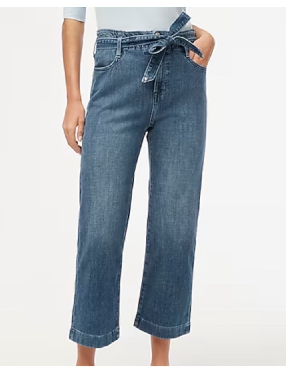 J. Crew Factory Paper Bag Waist Cropped Jeans with Self Tie Belt Size 29